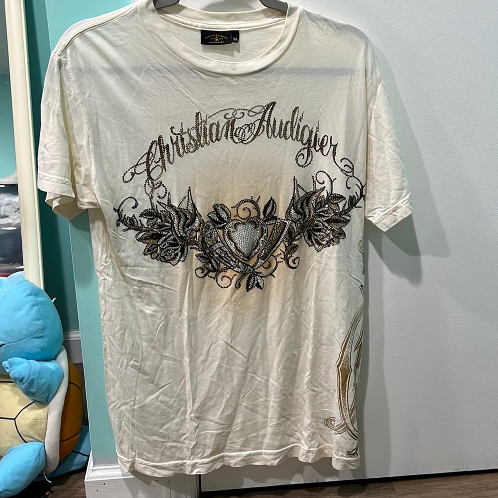 Christian Audigier studded Y2K shirt sz M